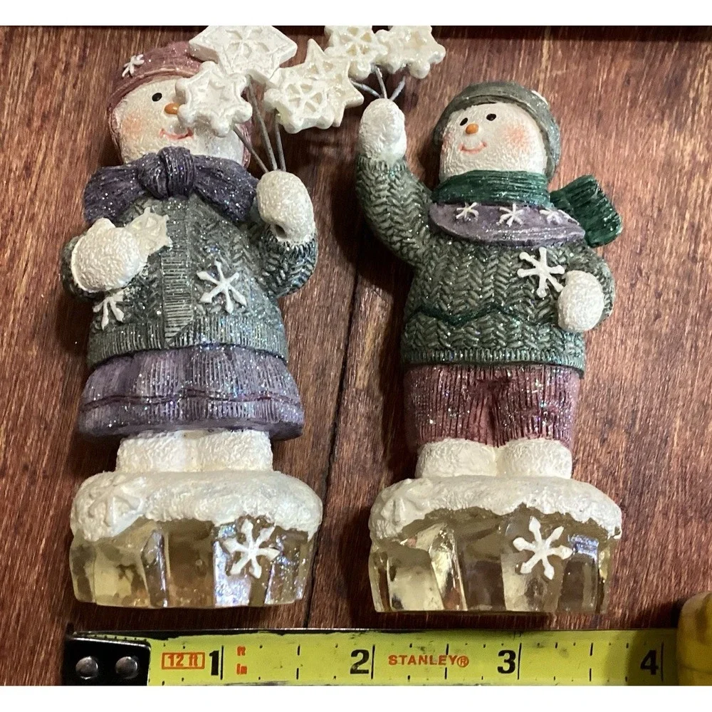 Snow Kid Figurines Resin Star‎ Wand Ice Base Glitter